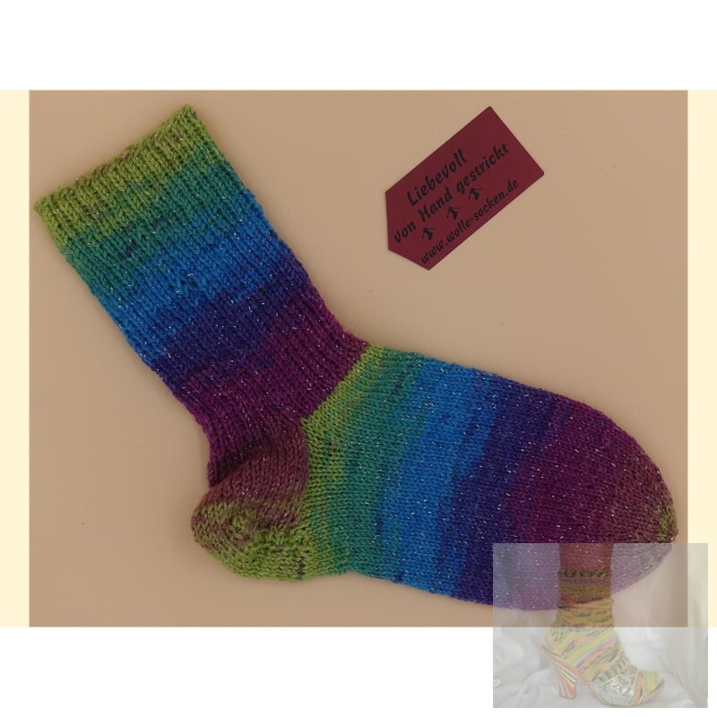 Surprise - handgestrickte Socken mit Glitzer - Gr 32/33